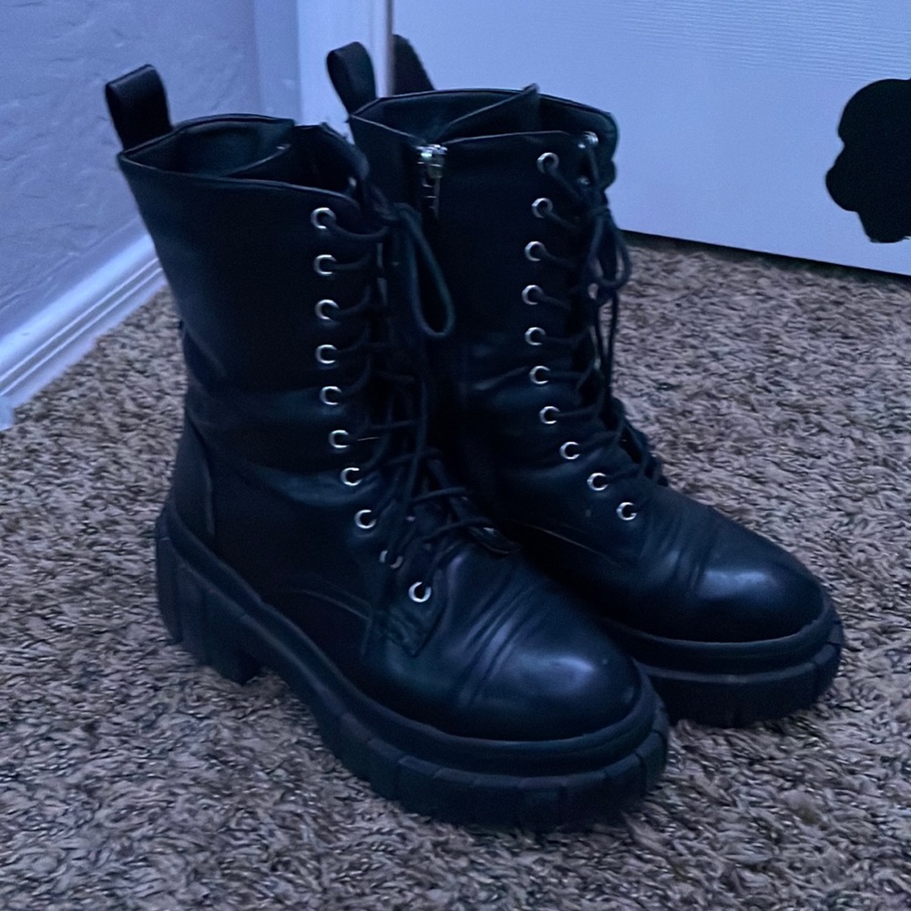 black combat boots